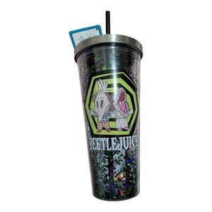 Beetlejuice Glitter Party Tumbler with Straw